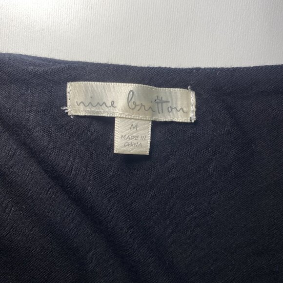 Nine Britton Azriel Black Knit Top Tank Lace Inset Womens M Lined Layering EUC - Picture 3 of 8